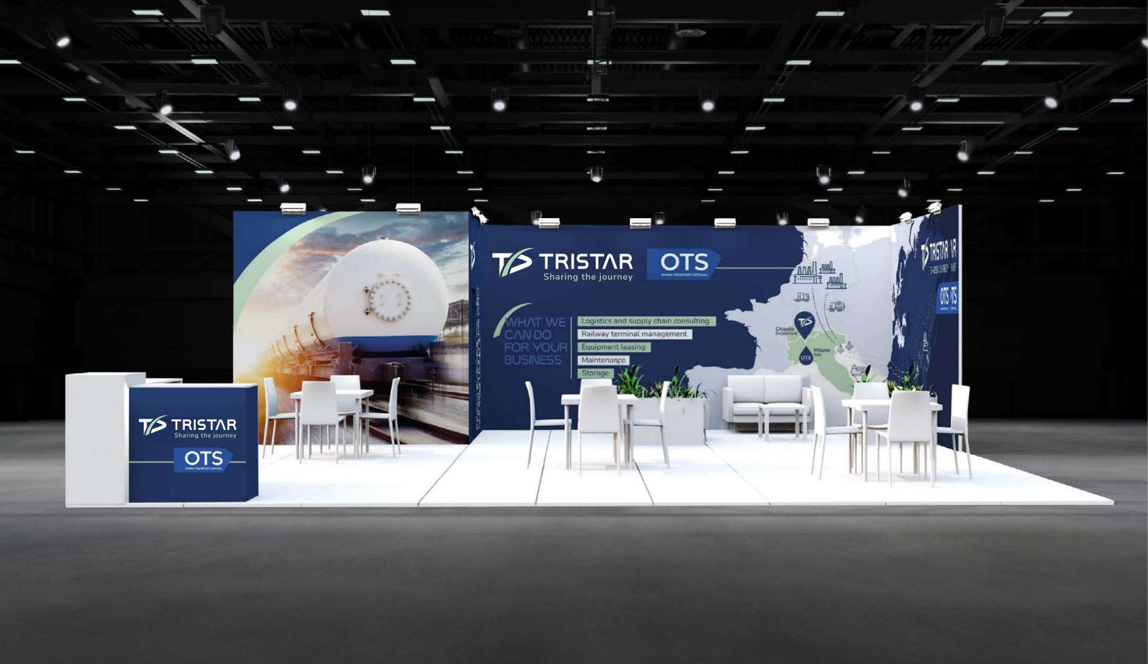 Tristar and OTS exhibition stand dedicated to logistics services
