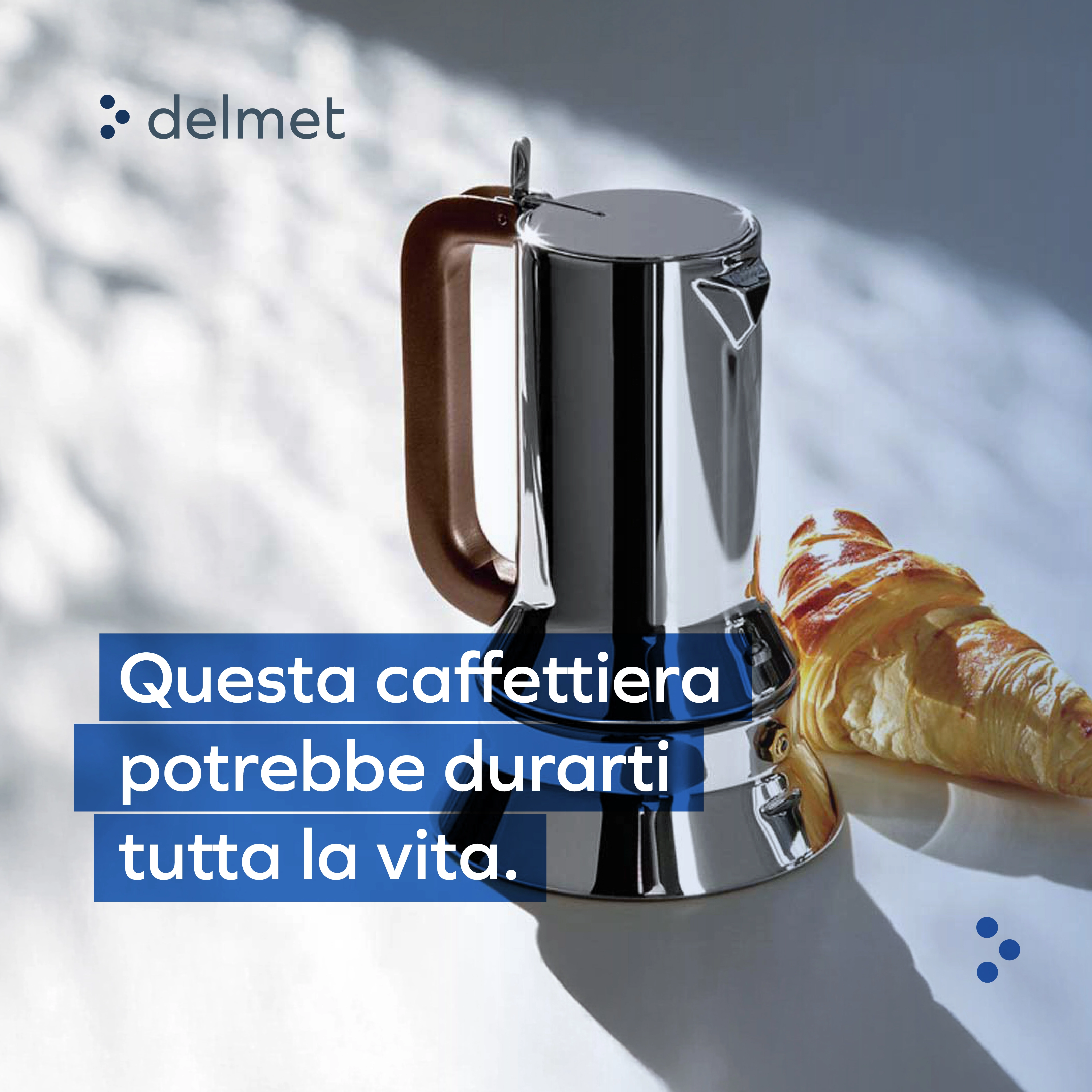 Stainless steel coffee maker for Delmet social media content